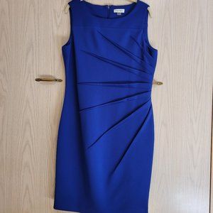 Calvin Klein (14) electric blue scuba sheath pleated dress